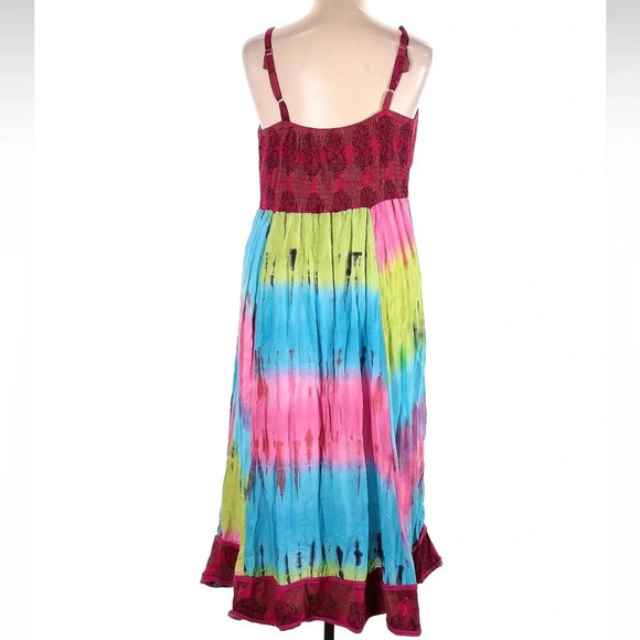 Seventh Avenue Cotton Boho Rainbow Tie Dye Maxi Dress Women’s Plus Size 1X - Picture 2 of 4